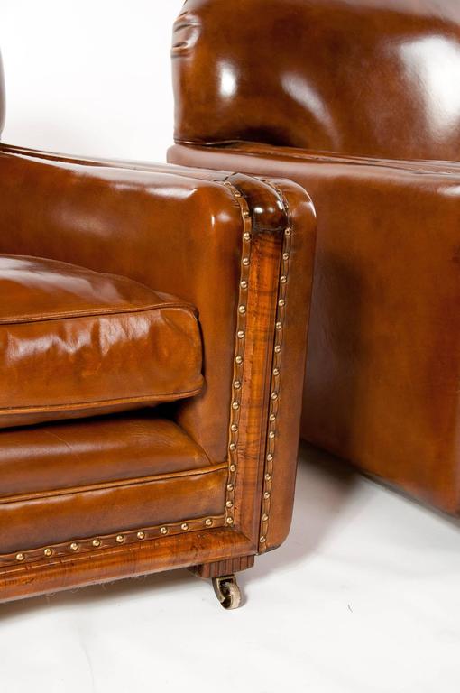 Quality Pair of Leather Art Deco Armchairs at 1stdibs