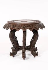 Impressive 19th Century Anglo-Indian Carved Revolving Occasional Table