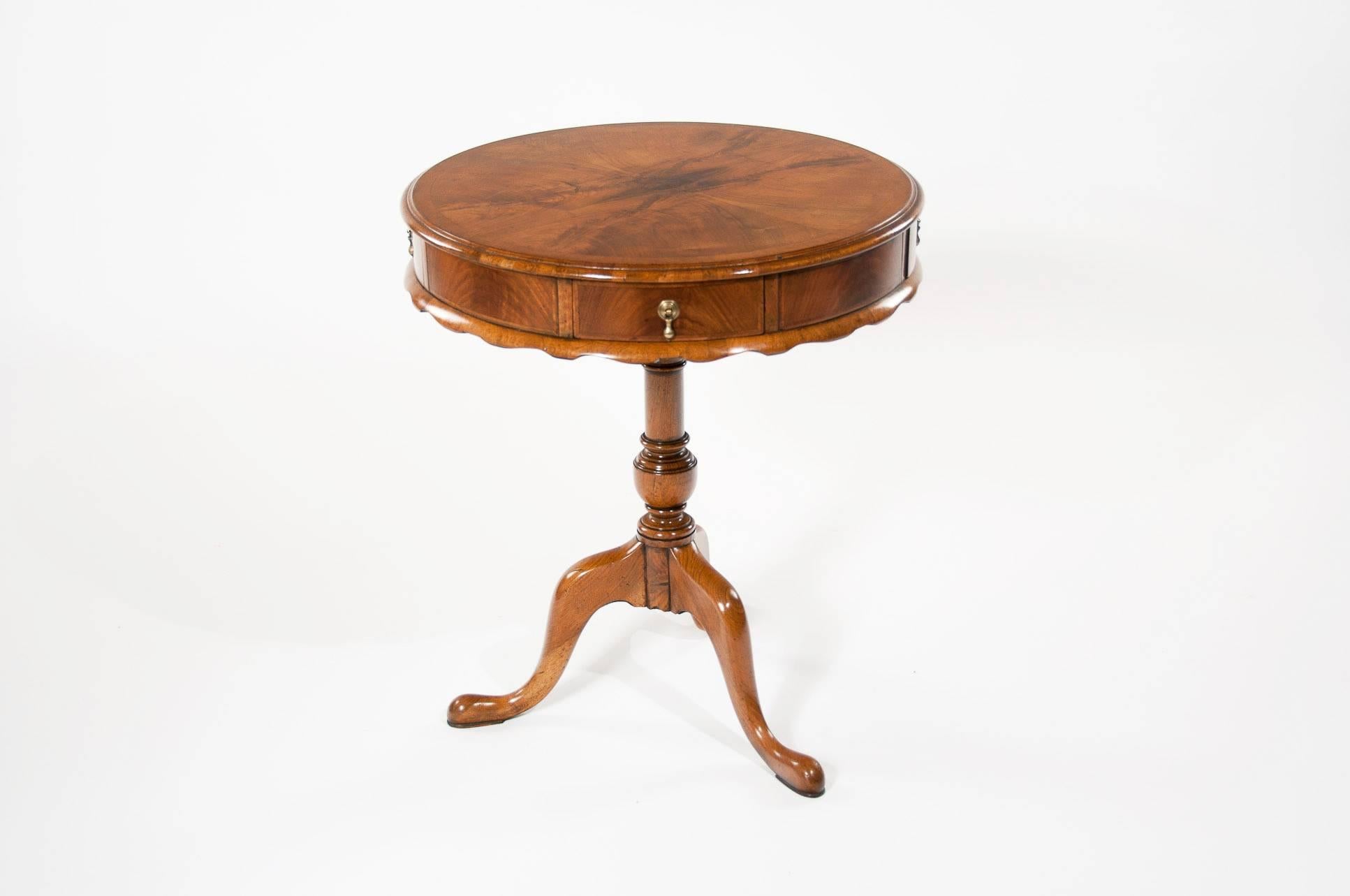 Georgian Quality Antique Revolving Walnut Drum Table