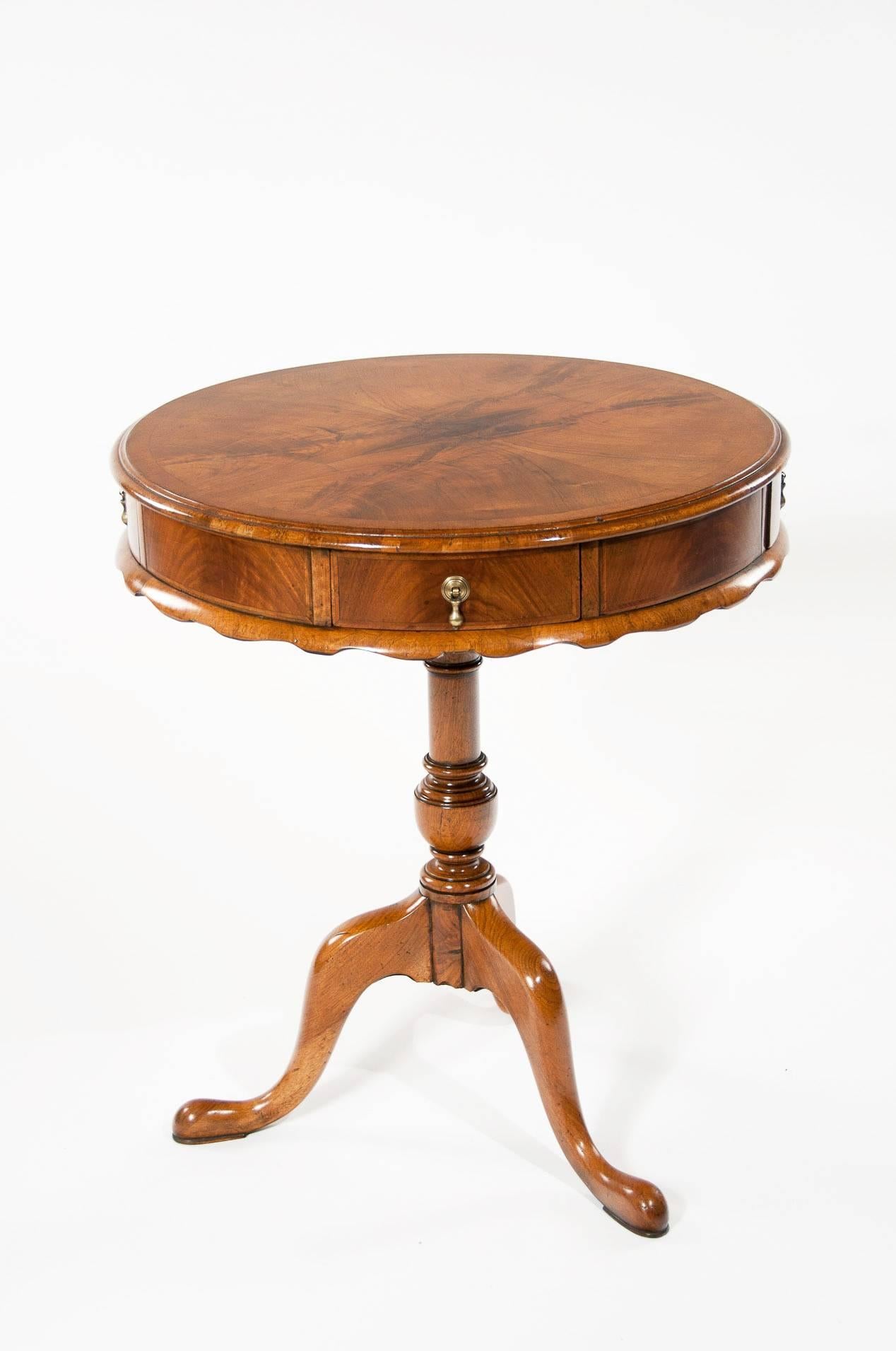English Quality Antique Revolving Walnut Drum Table