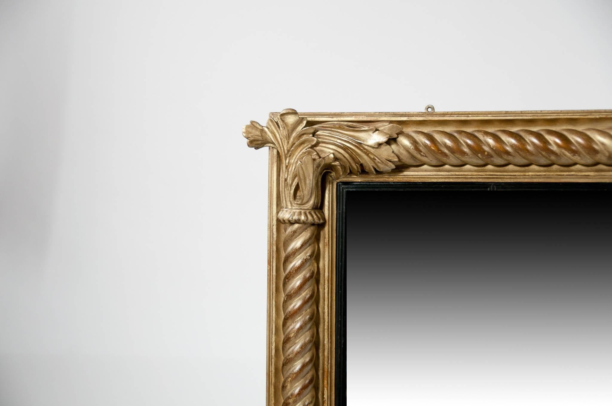 19th Century Large Late Regency Giltwood Carved Overmantle Mirror