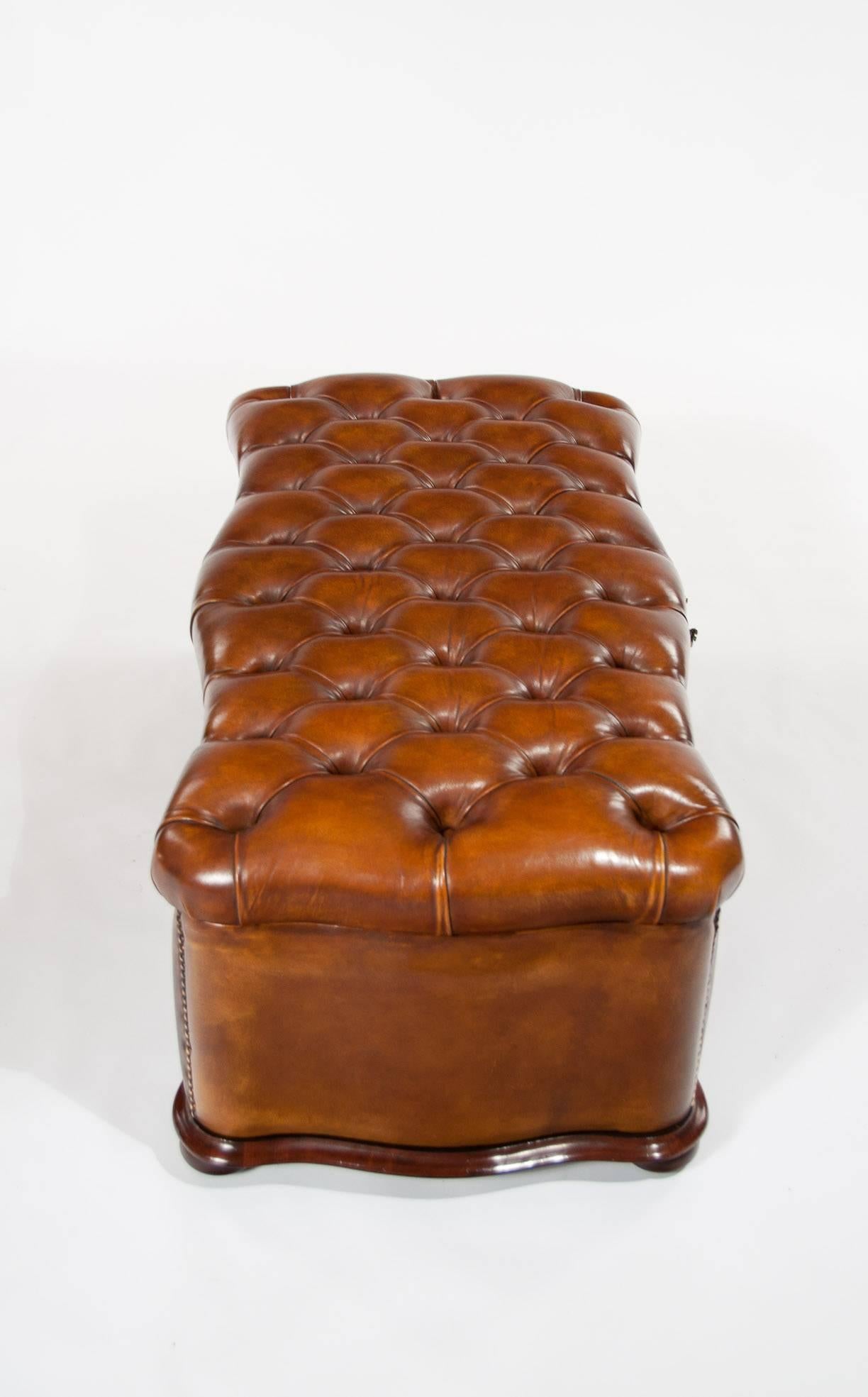 Excellent 19th Century Shaped Leather Ottoman 2