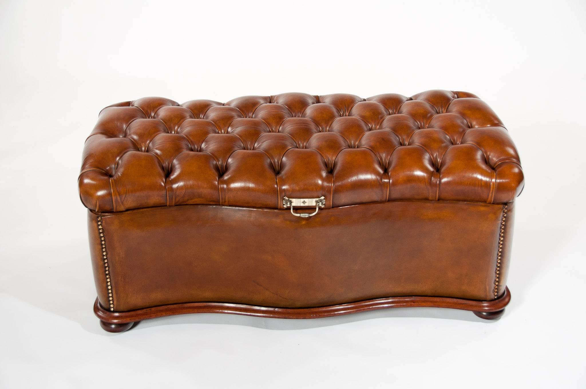 Excellent 19th Century Shaped Leather Ottoman 1