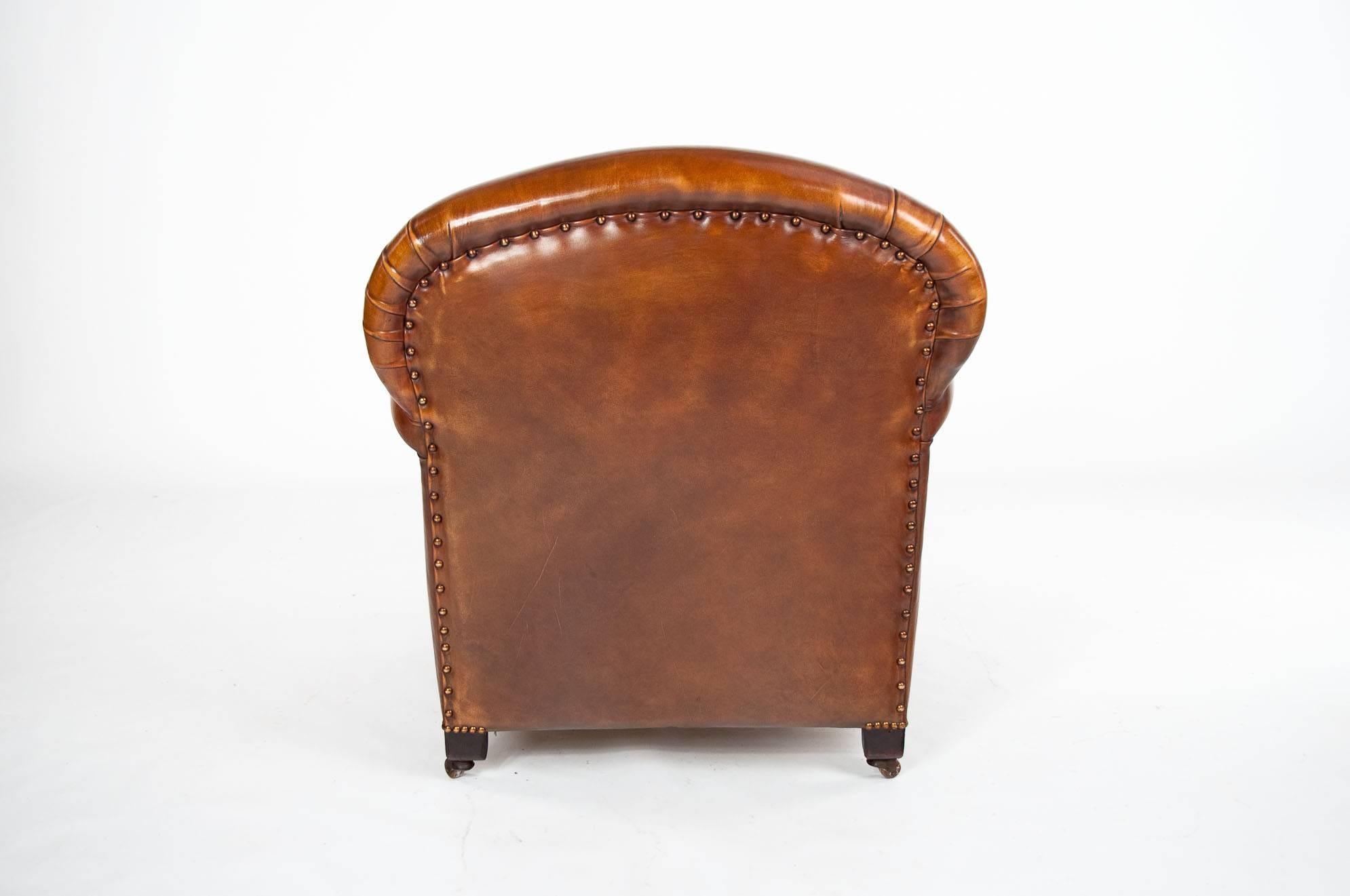 Quality Victorian Shaped Leather Club Armchair 4