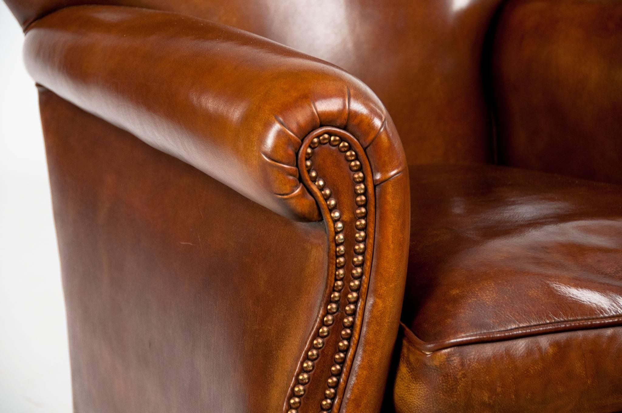 19th Century Quality Victorian Shaped Leather Club Armchair