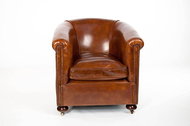 Antique Leather Tub Armchair At 1stdibs