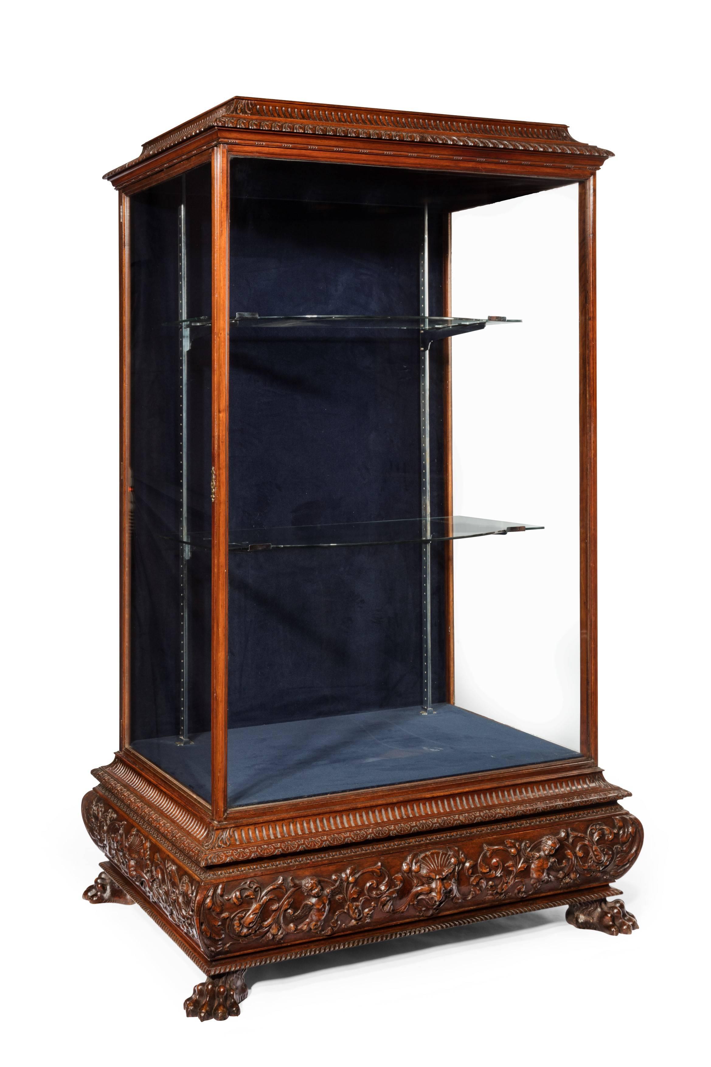 Carved Magnificent Pair of 19th Century Display Cabinets
