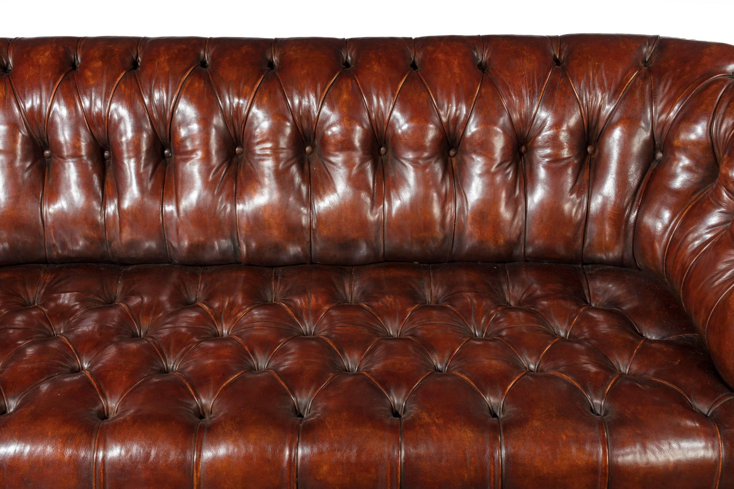 19th Century Walnut Holland and Sons Leather Chesterfield 2