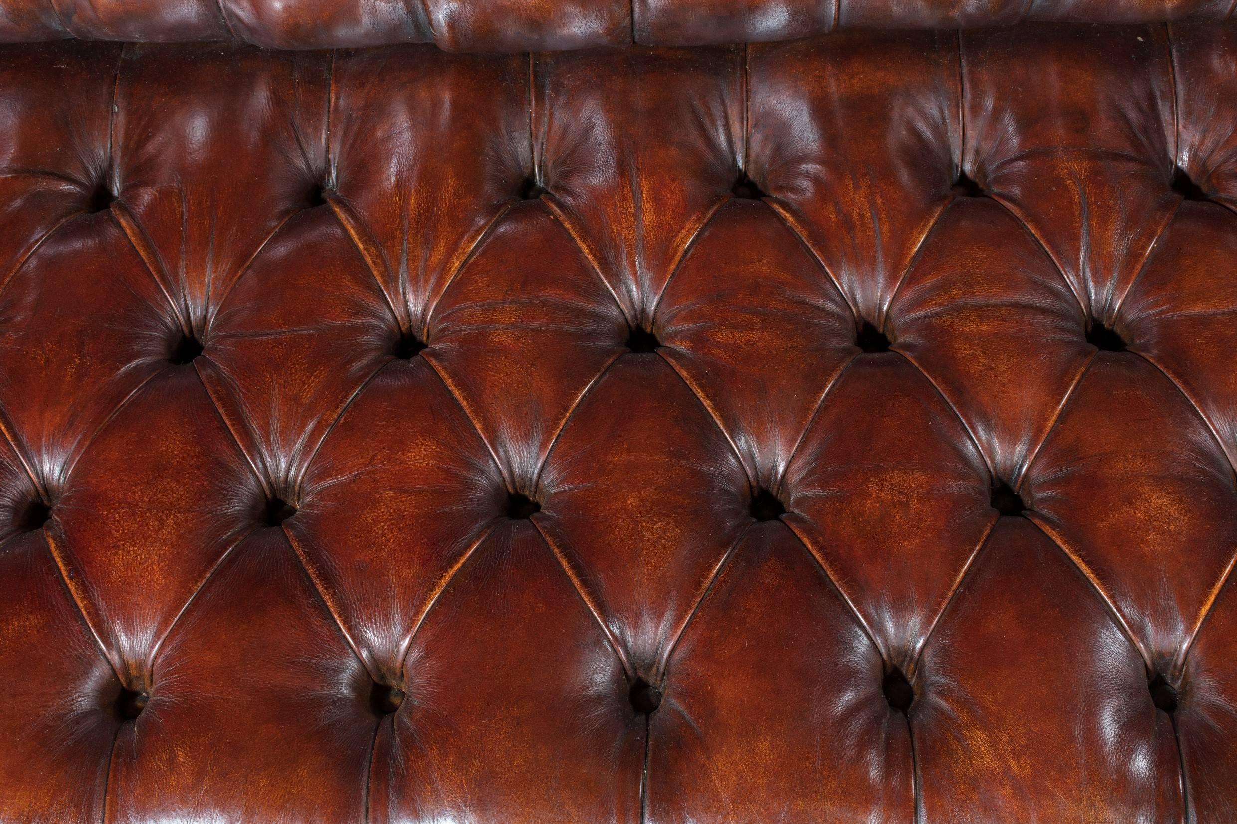 19th Century Walnut Holland and Sons Leather Chesterfield 3