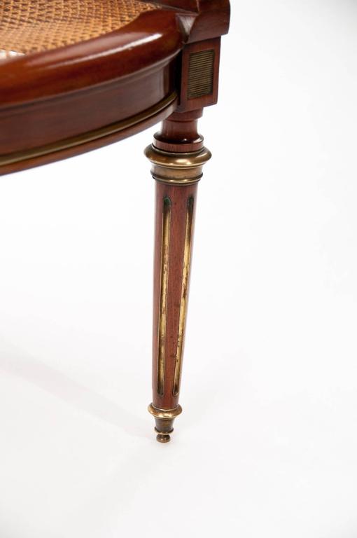 Antique French Mahogany and Brass Desk Chair at 1stDibs