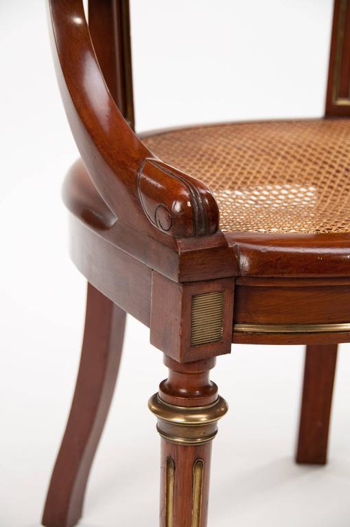 Antique French Mahogany and Brass Desk Chair at 1stDibs