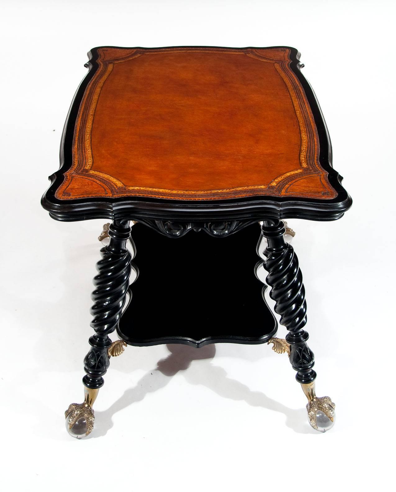 Antique Ebonized and Leathered Centre Table 2