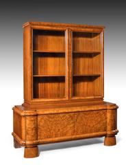 Fine Quality Walnut Art Deco Bookcase