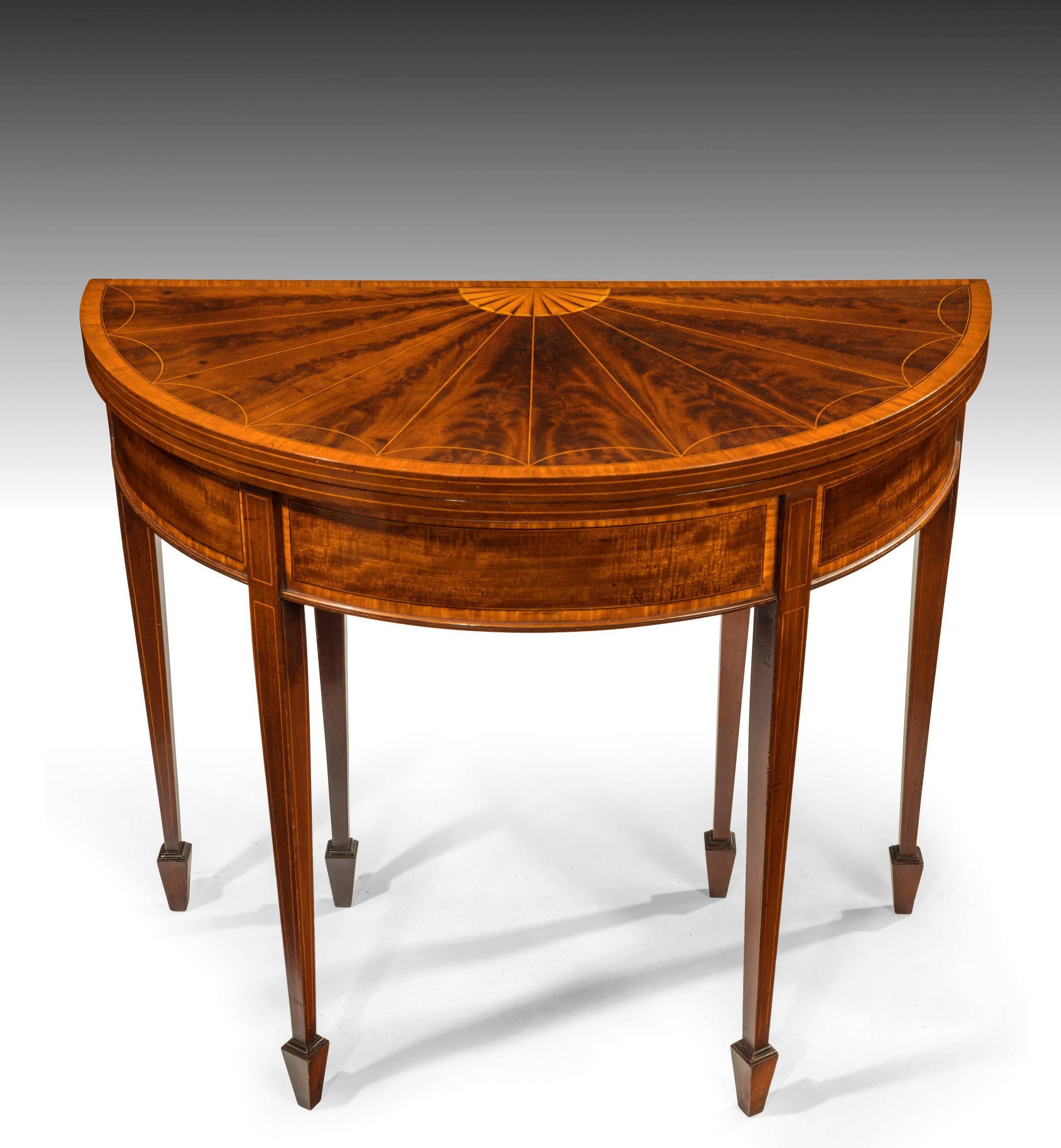 Very Fine 19th Century Inlaid Demilune Card Table 1