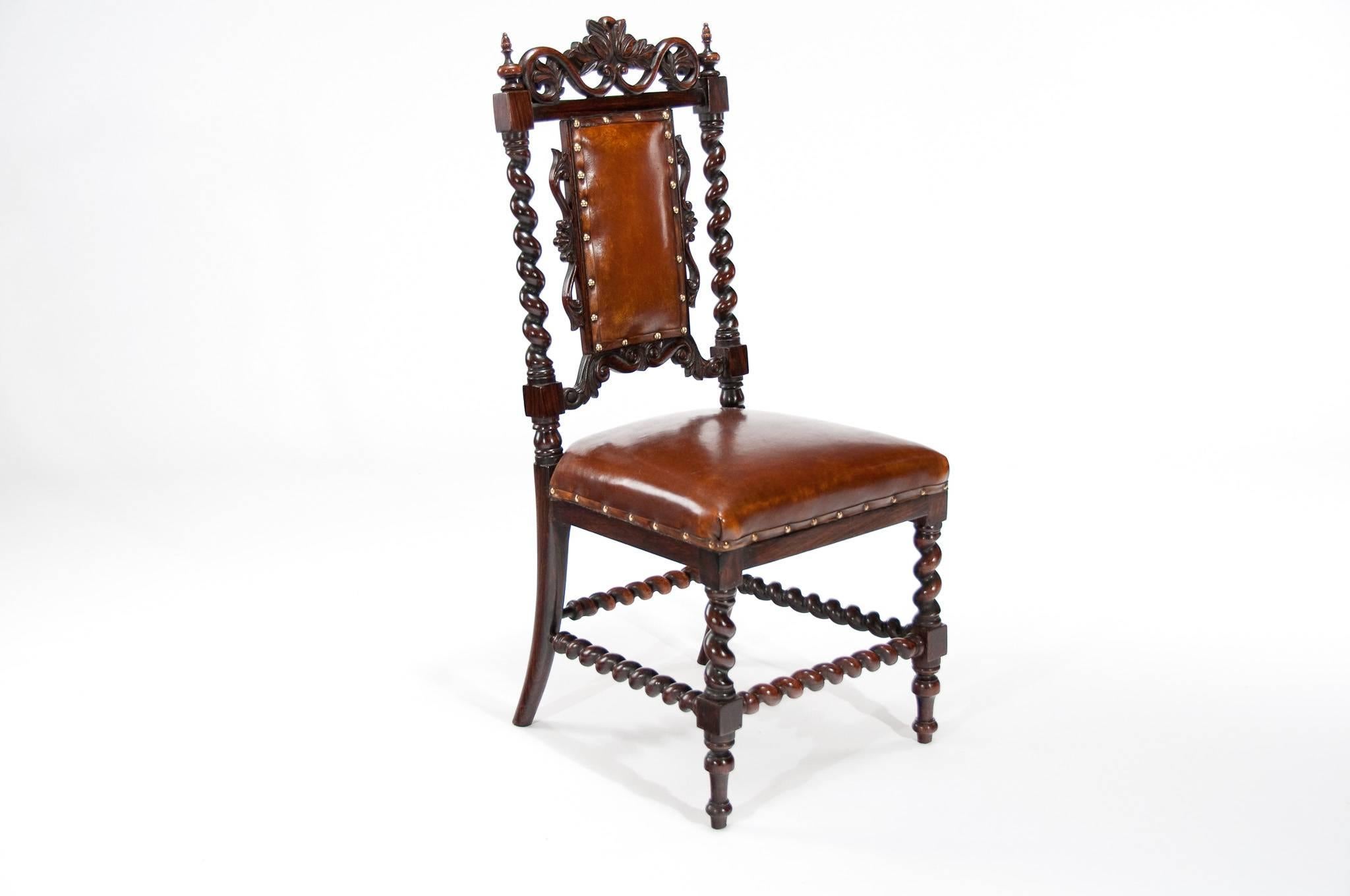 Great Britain (UK) Good Quality Victorian Rosewood Leather Side Chair