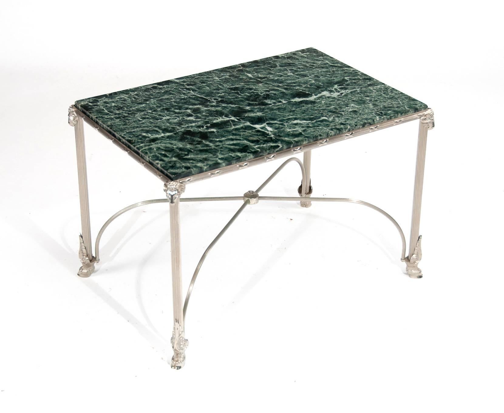 English Nickel-Plated Marble-Topped Occasional Table