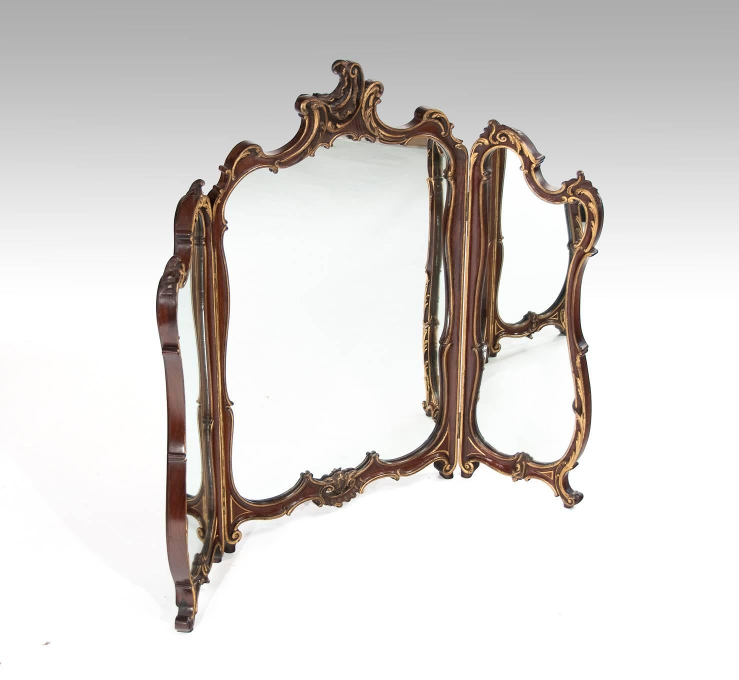 Georgian Antique Mahogany Triptych Dressing Mirror