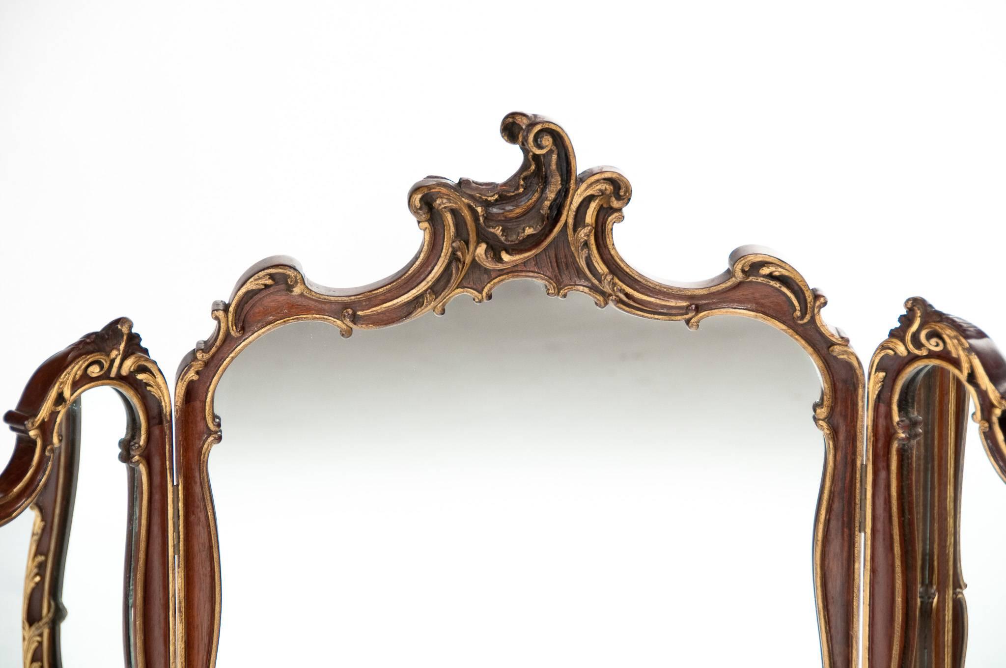 Antique Mahogany Triptych Dressing Mirror 2