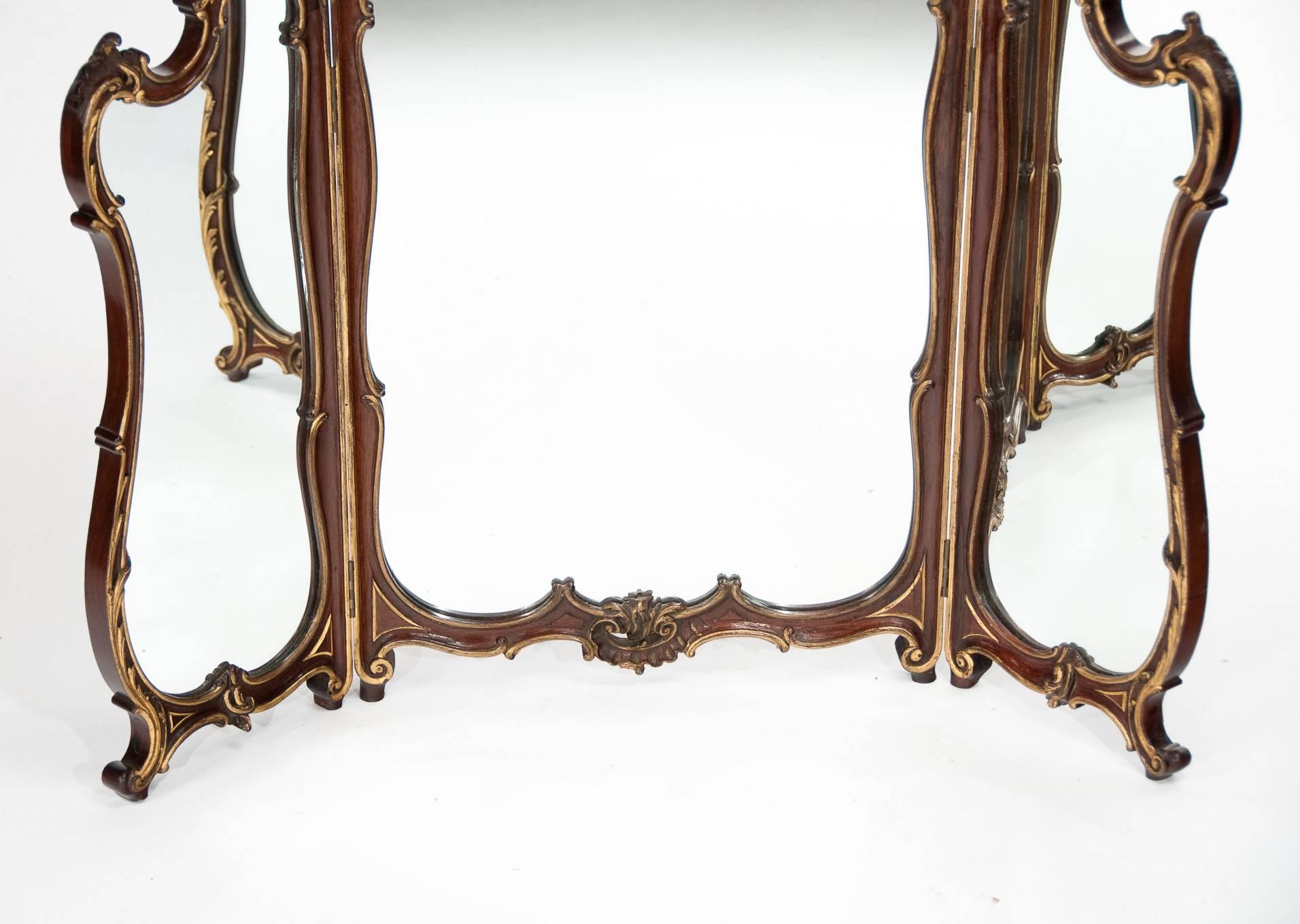 Antique Mahogany Triptych Dressing Mirror 3