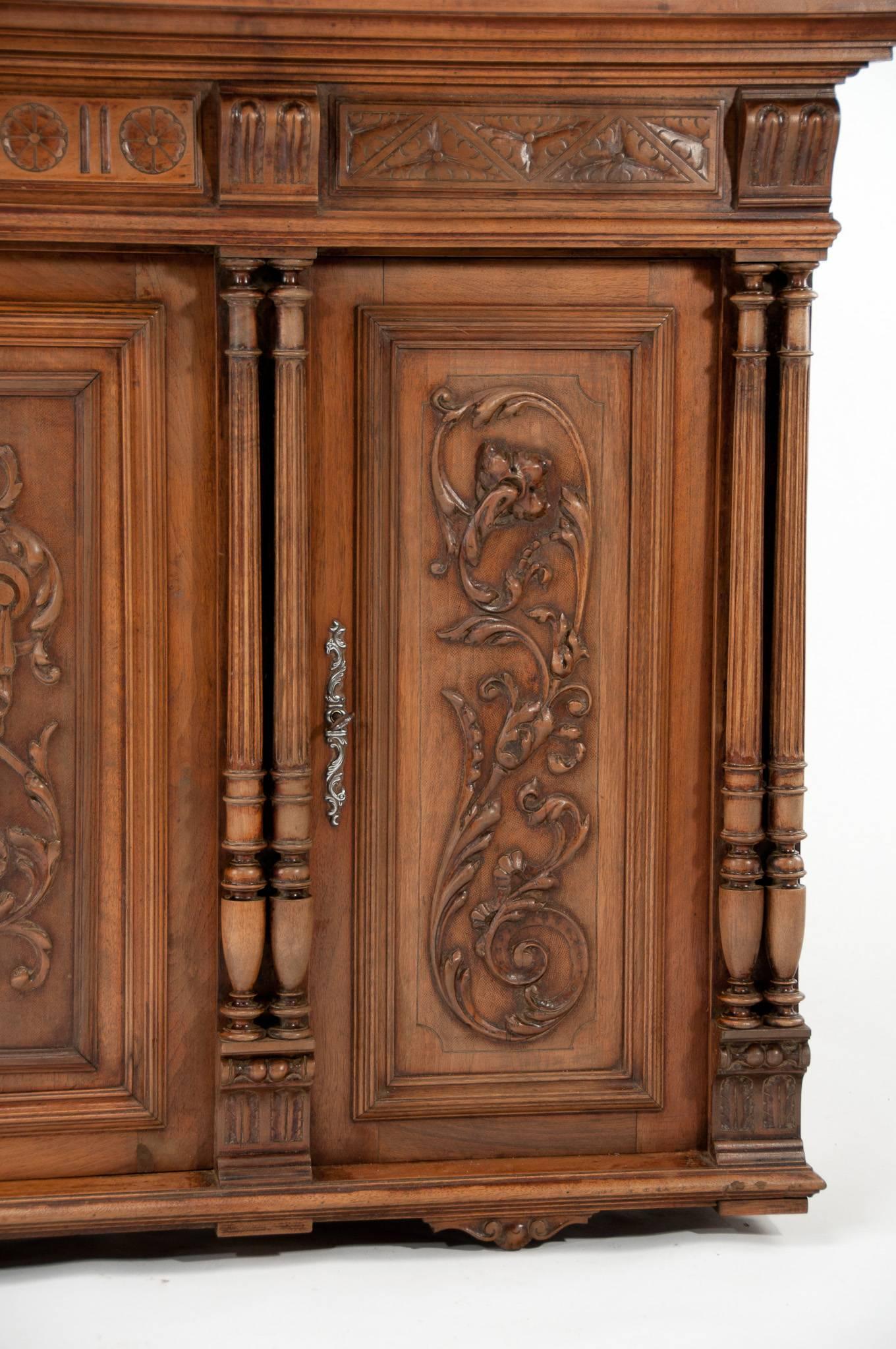 19th Century Carved Hanging Walnut Cabinet 1