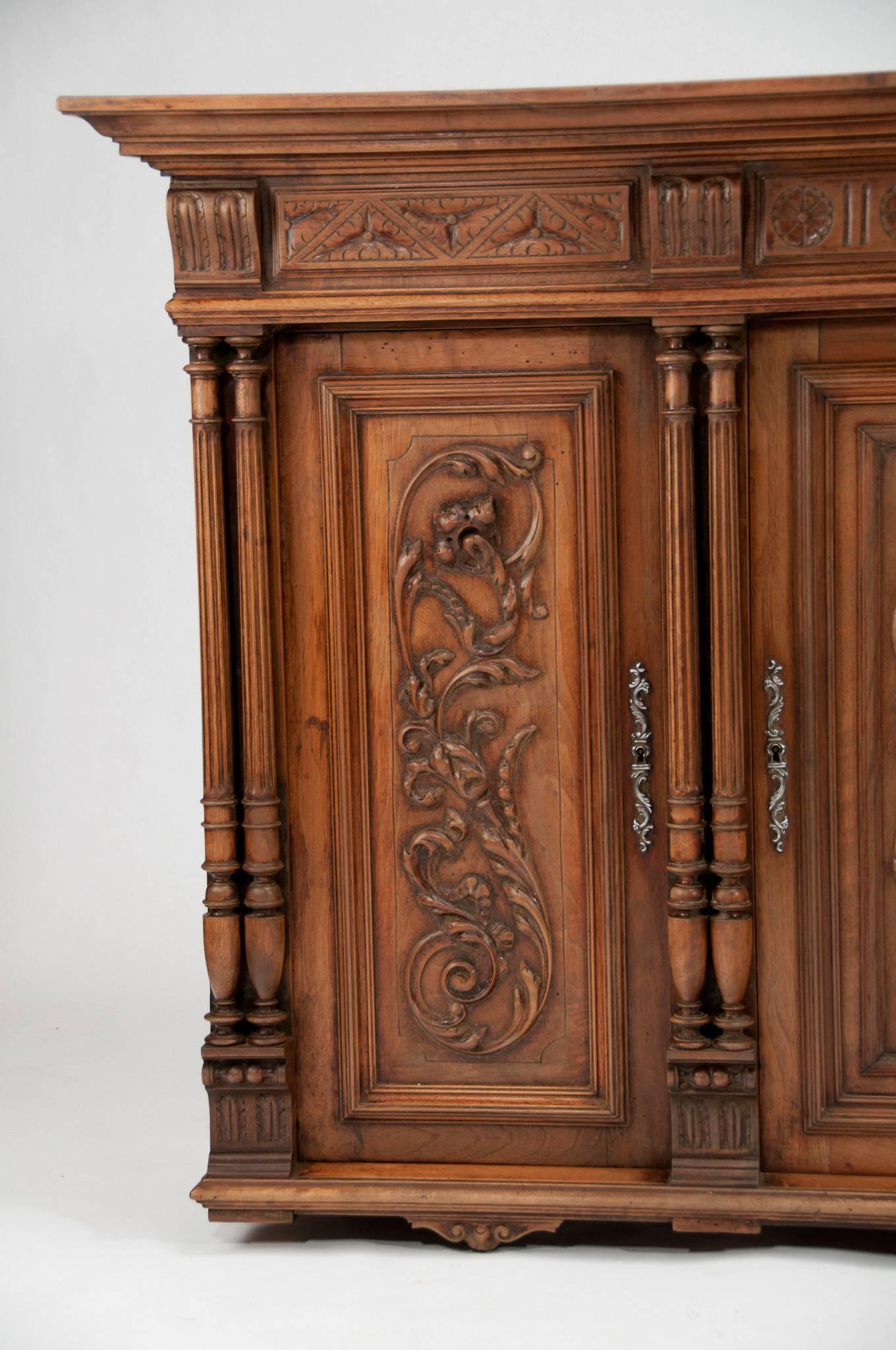 19th Century Carved Hanging Walnut Cabinet 2