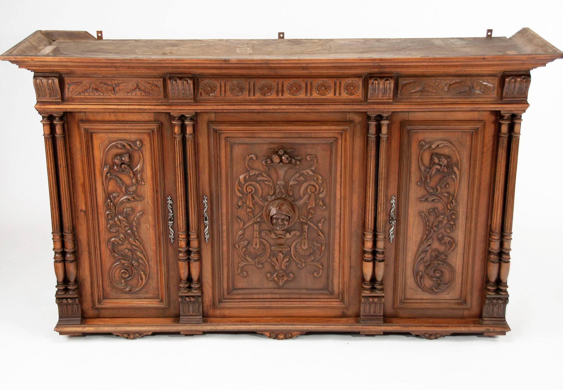 19th Century Carved Hanging Walnut Cabinet 3