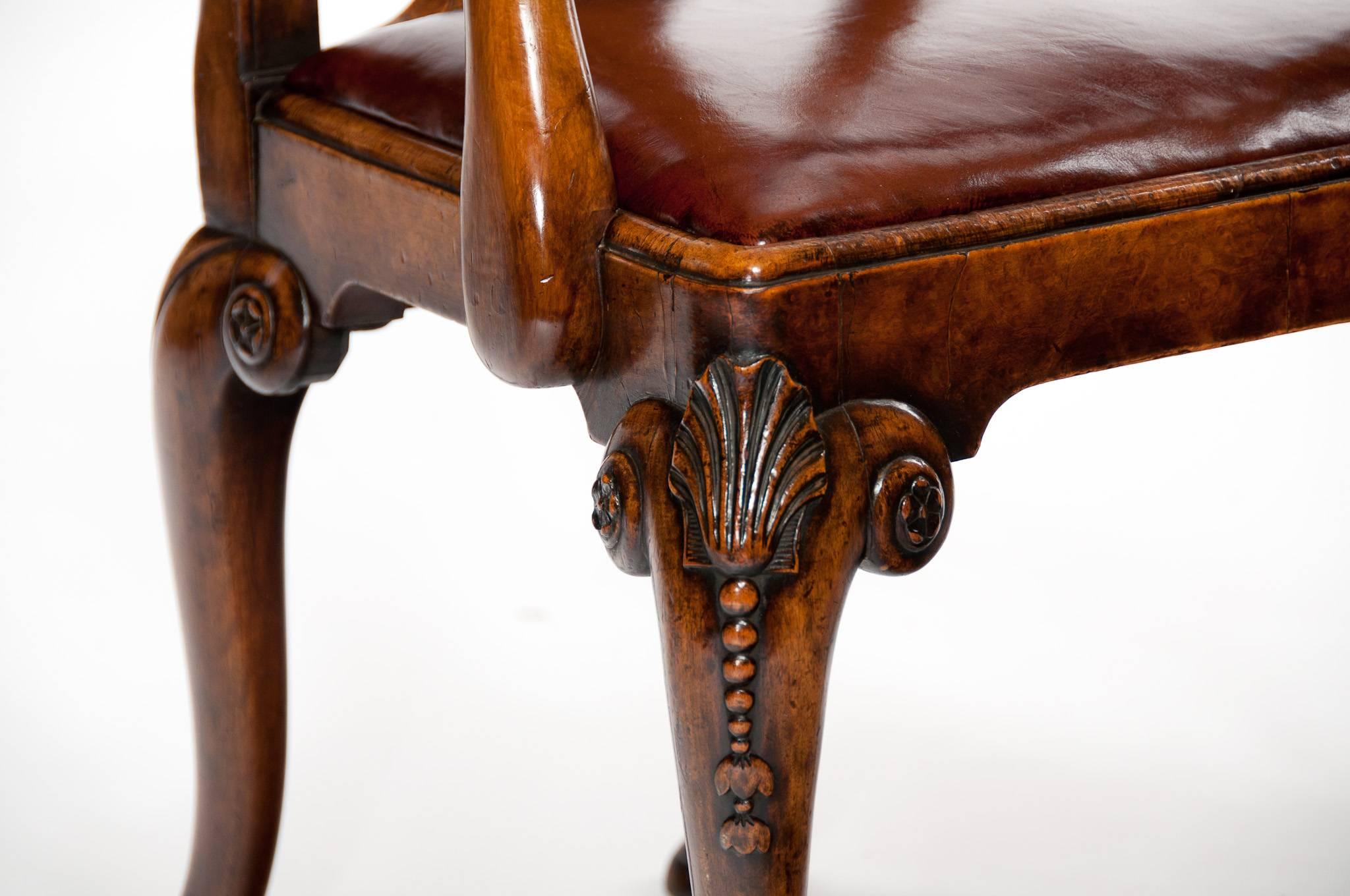 20th Century Superb Antique Walnut Desk Chair by Charles Tozer