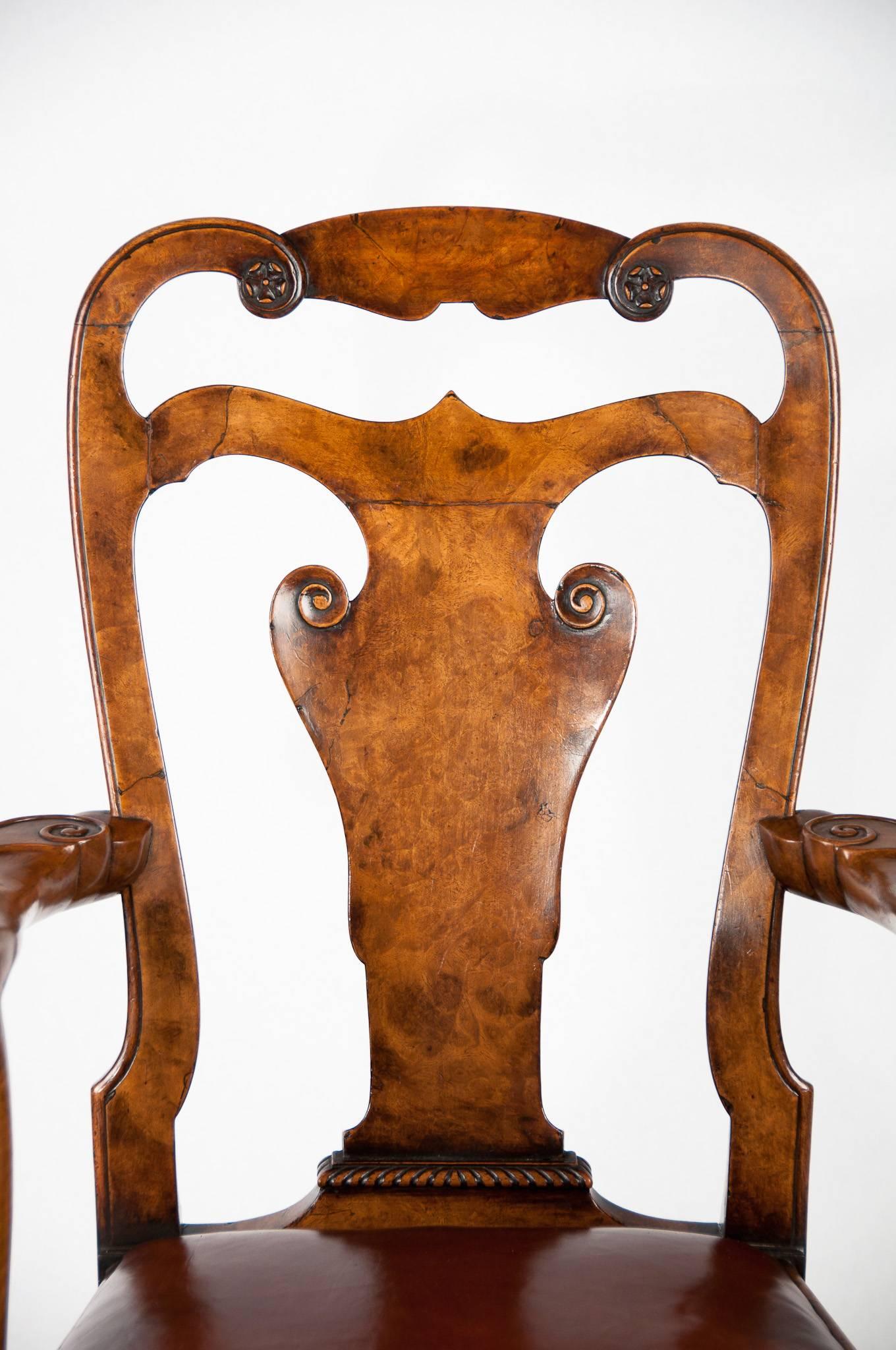 Superb Antique Walnut Desk Chair by Charles Tozer 1