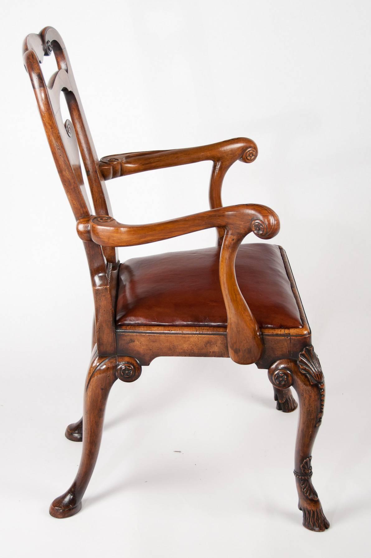 Superb Antique Walnut Desk Chair by Charles Tozer 2