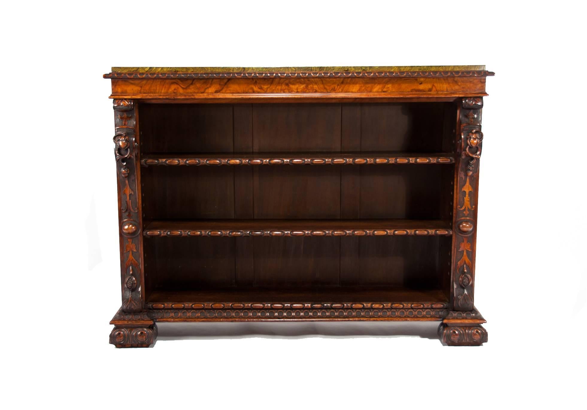 Superb Quality 19th Century Walnut Open Bookcase or Bookshelves 2