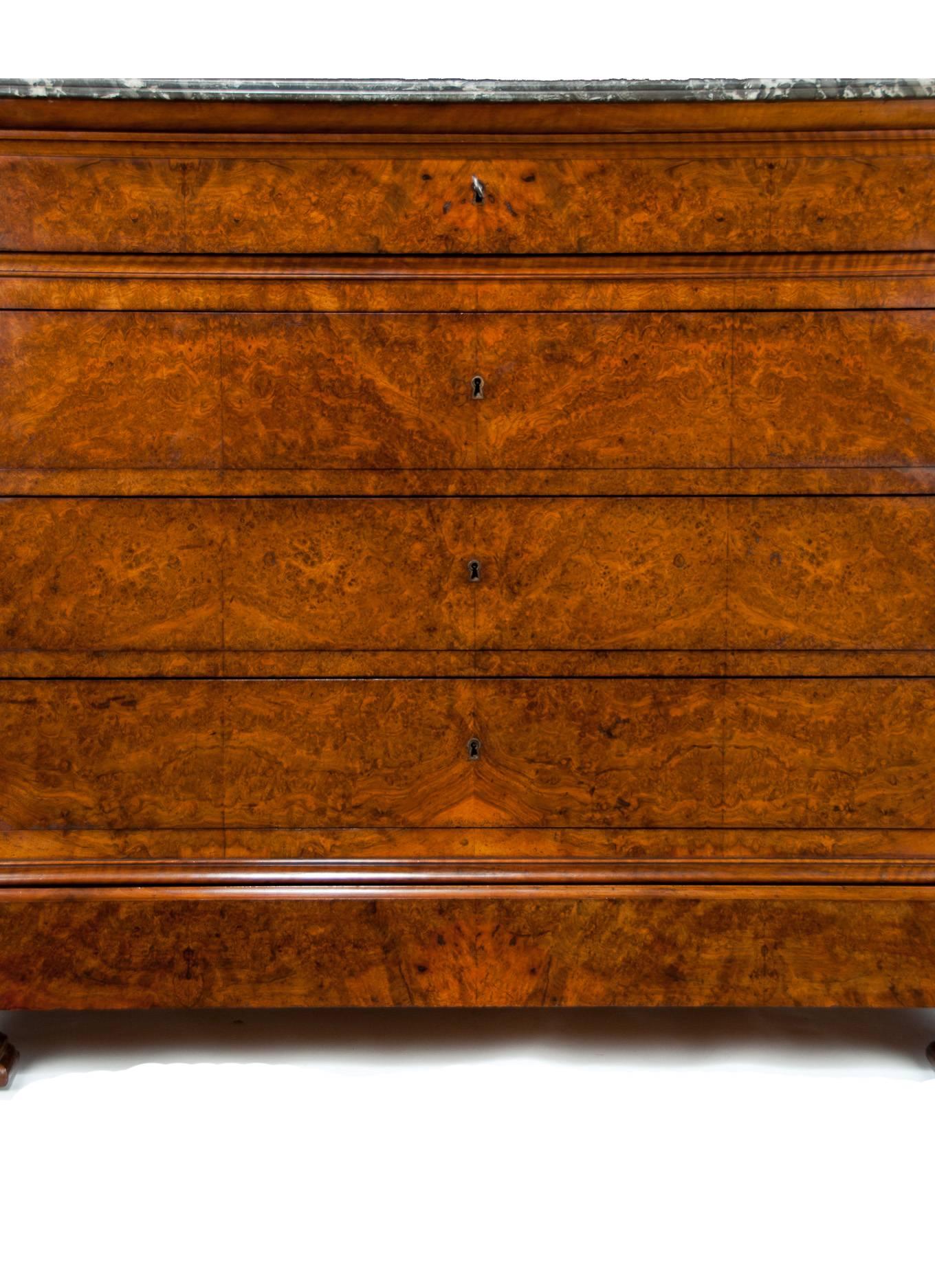 Extremely Fine Burr Walnut Louis Philippe Marble Top Commode/Chest  4