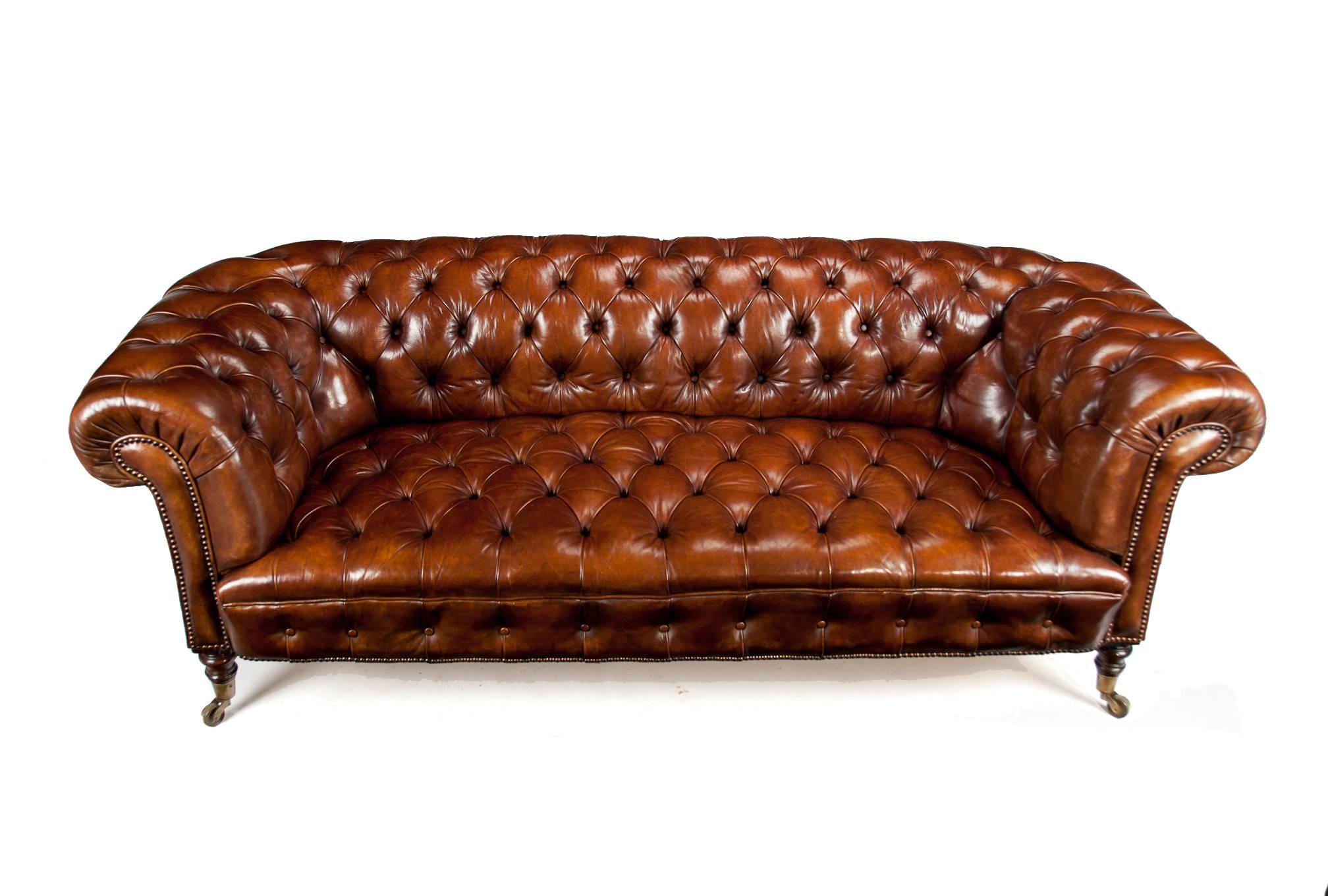 Fine Antique 19th Century Leather Upholstered Chesterfield 3