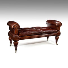 Rare William iv Mahogany and Leather Window Seat After John Taylor