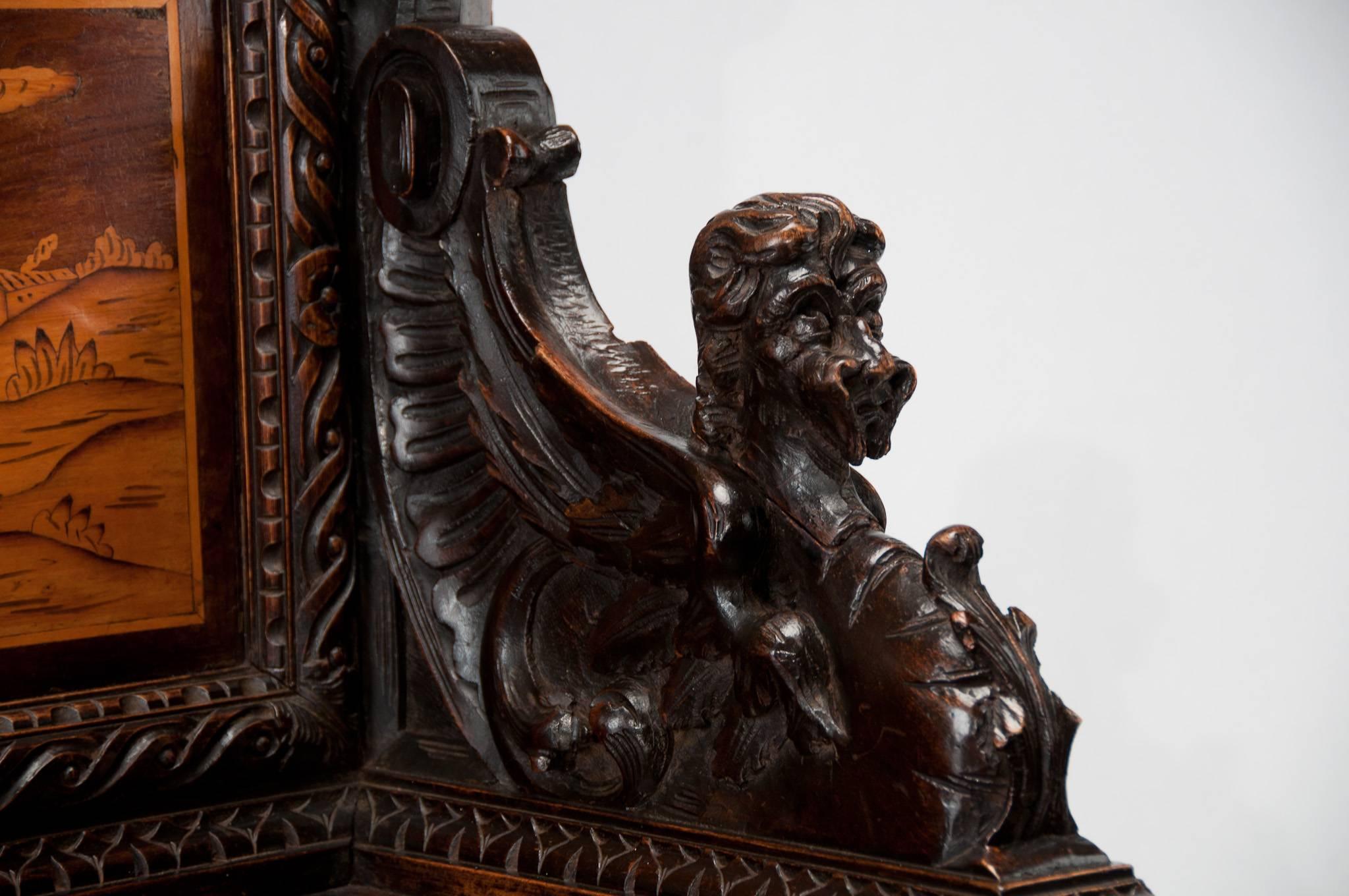 Fine 19th Century Northern Italian Marquetry Cassapanca or Hall Bench In Excellent Condition In Benington, Herts