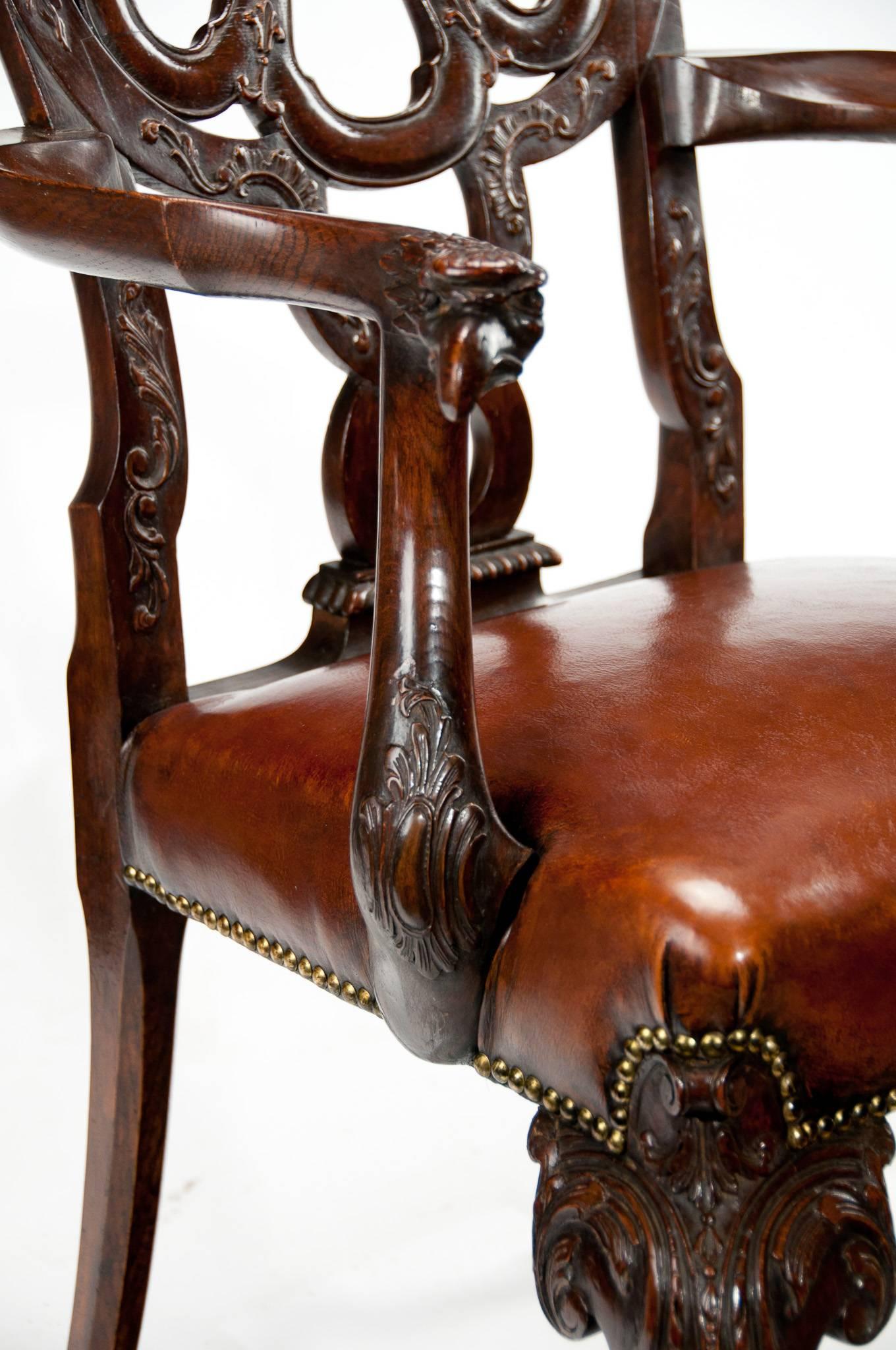 Fine Quality Leather Upholstered Desk Chair after a Design by Giles Grende 1