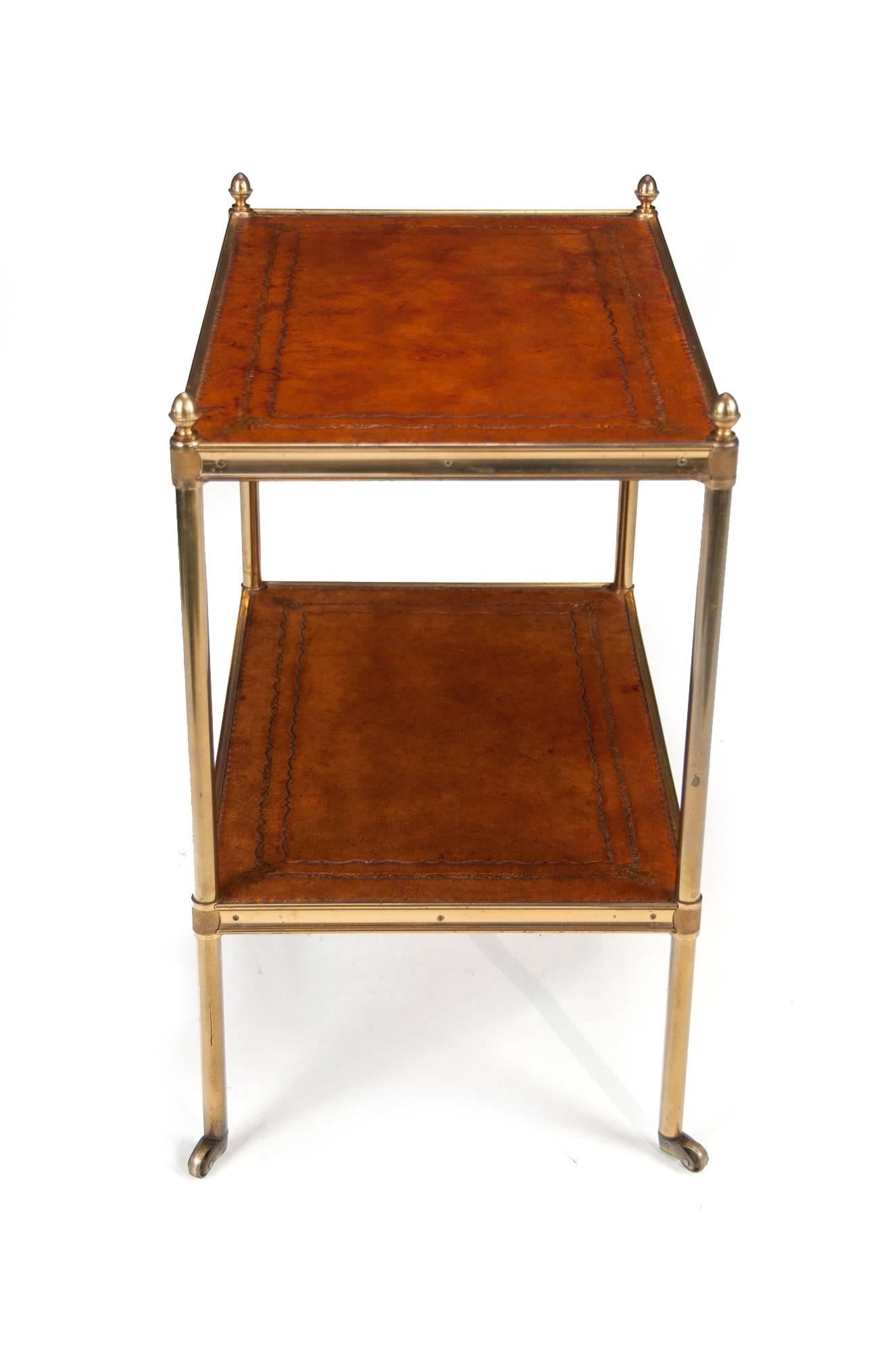 Early 20th Century Brass and Leather Etagere  4