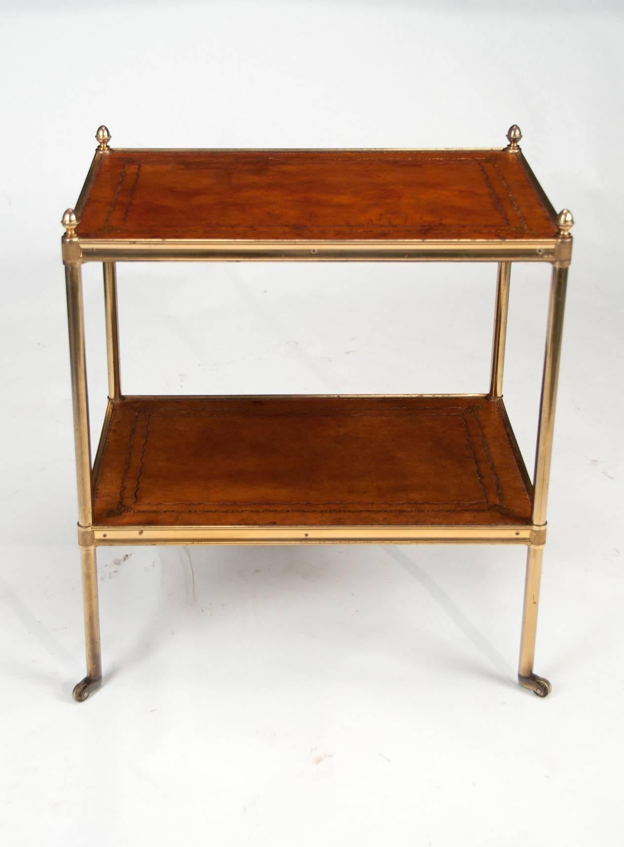 Early 20th Century Brass and Leather Etagere  5