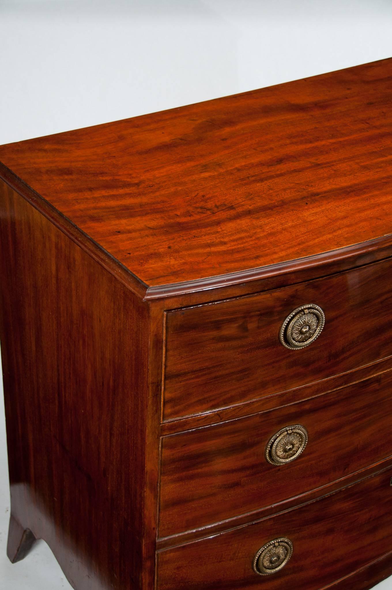 18th Century Antique Georgian Bow Front Chest Having an Unusual Drawer Formation