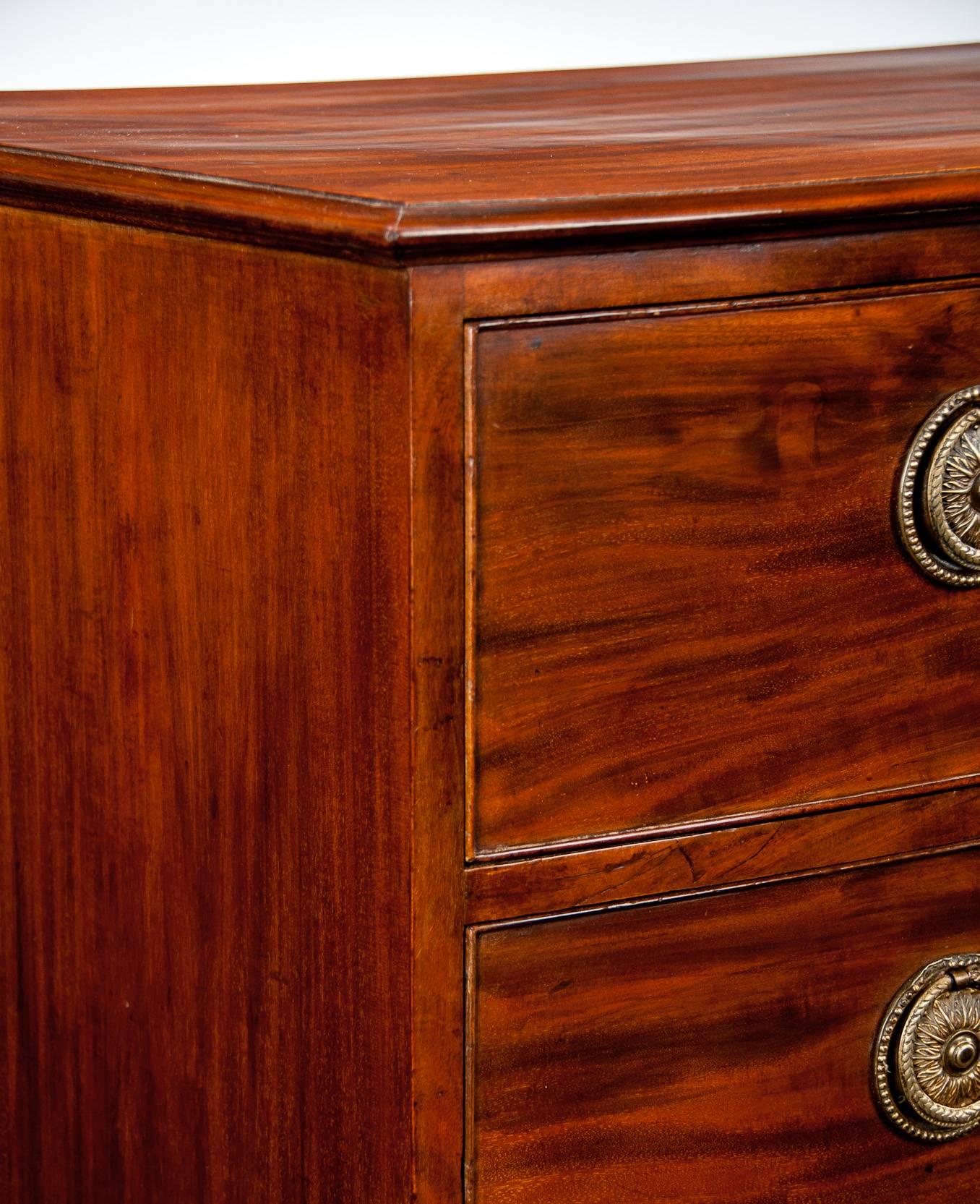 English Antique Georgian Bow Front Chest Having an Unusual Drawer Formation