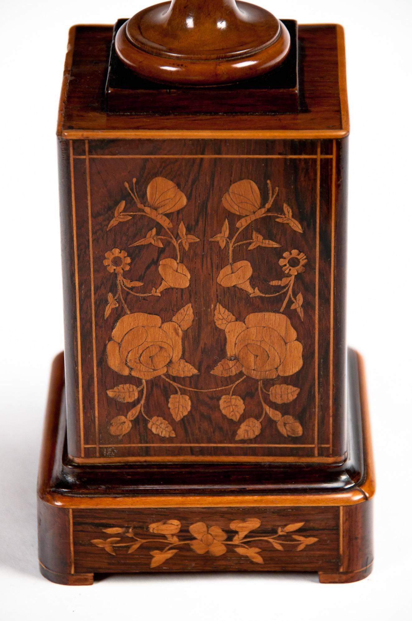 Boxwood Fine Pair of 19th Century Rosewood Tazzas on Marquetry Pedestals 
