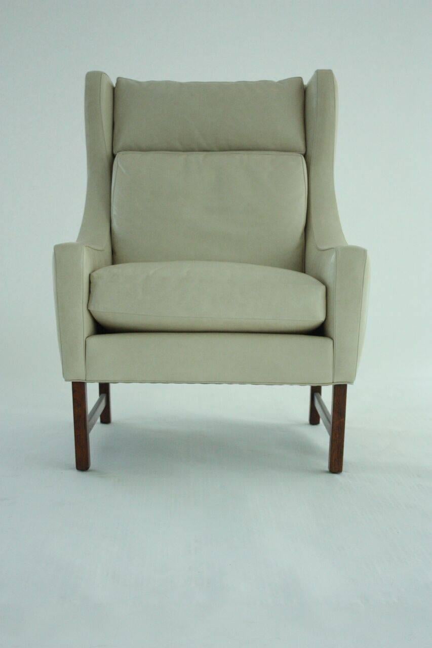 Scandinavian Modern High Back Lounge Chair in Leather 1