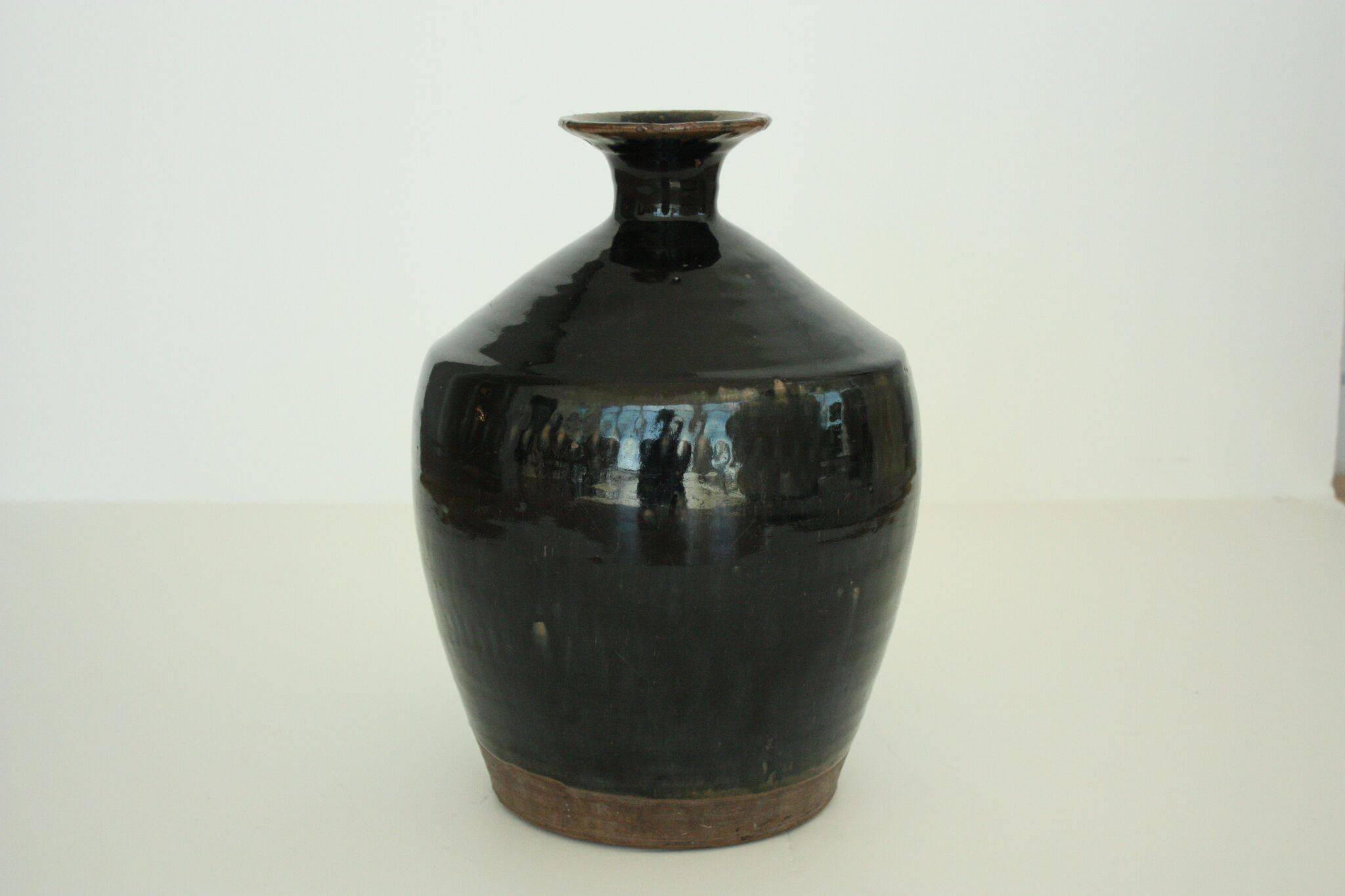 Mid-Century Modern Ceramic Blue Lava Glazed German Vase For Sale