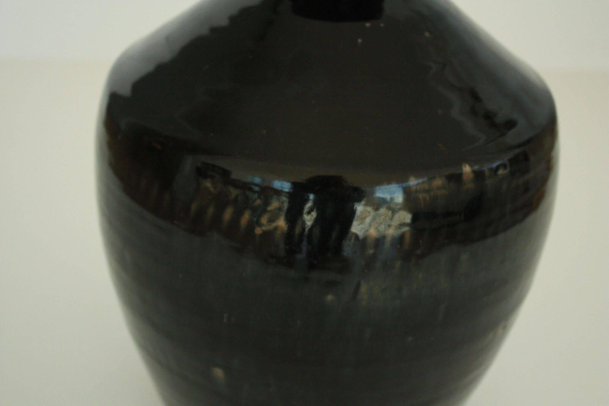 Ceramic Blue Lava Glazed German Vase In Good Condition For Sale In Dallas, TX