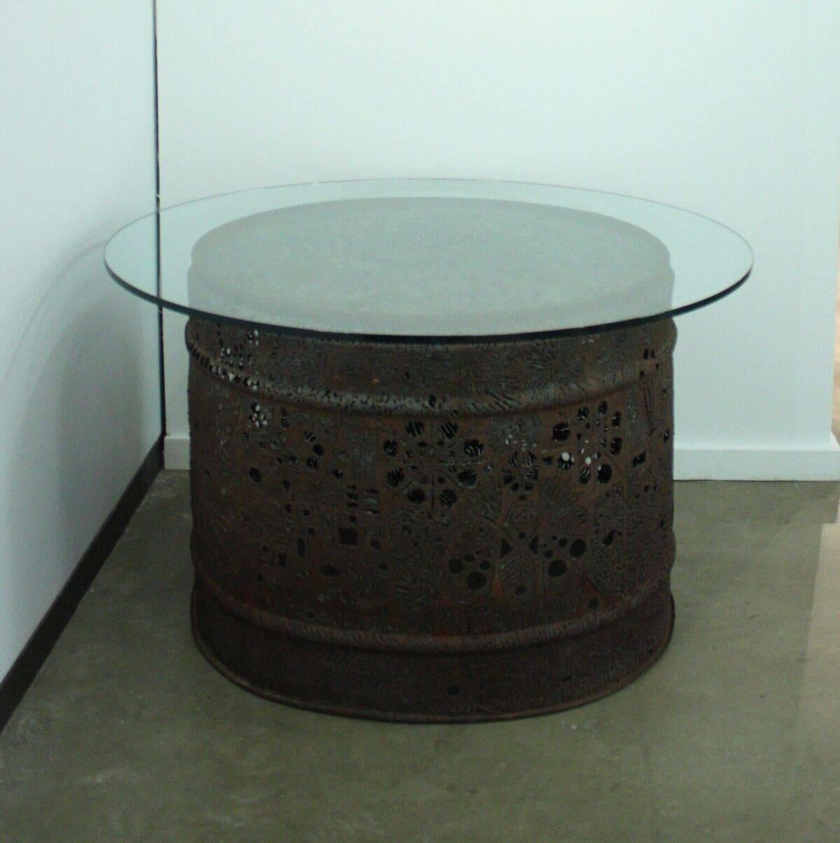 American Steel Drum Table by Chuck Phillips For Sale