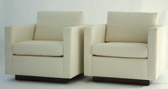 Pair of Nicos Zographos Tuxedo Lounge Chairs