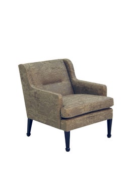 Frits Henningsen Lounge Chair with Stained Beech Legs, Upholstered, Linen