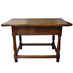 18th Century French Walnut Table with Turned Legs