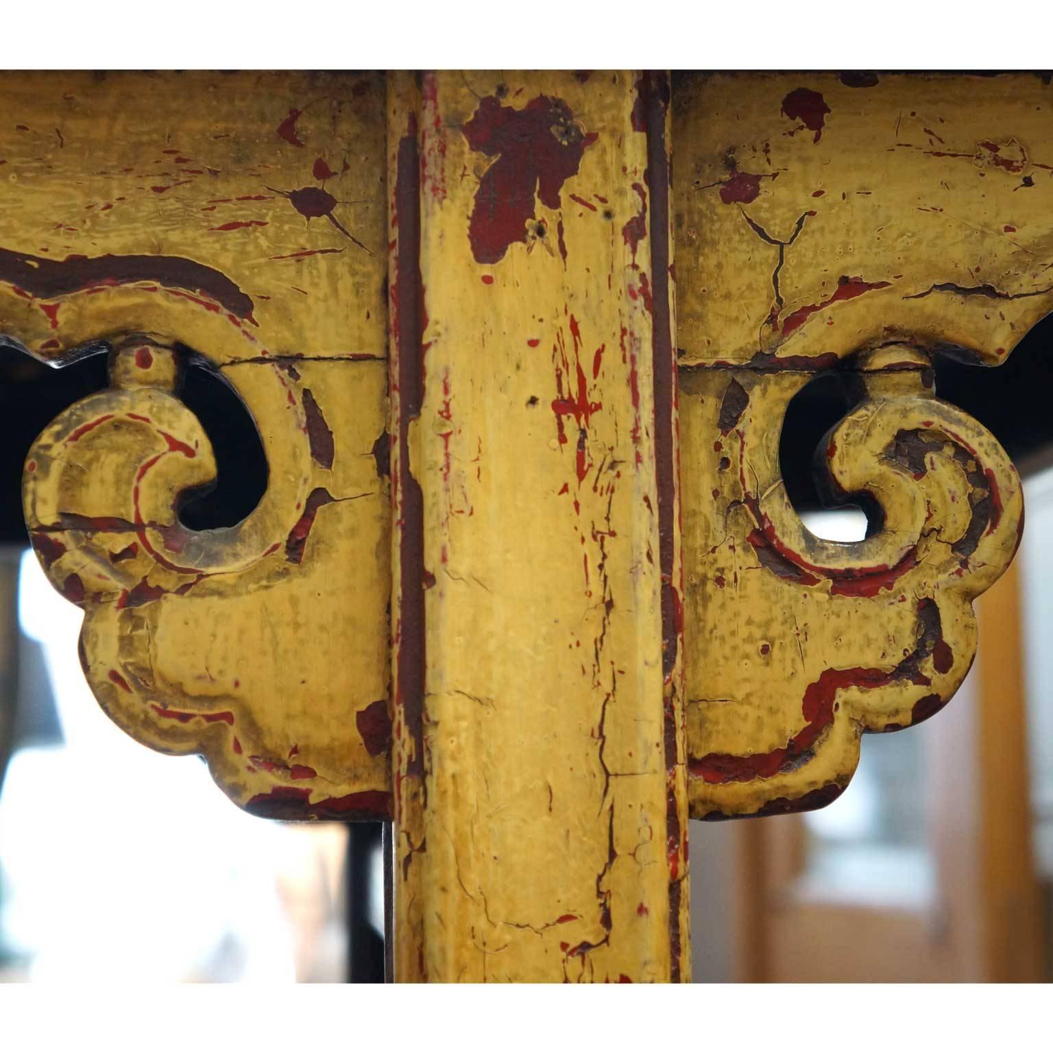 Carved 19th Century Chinese Painted Alter Table from the Ching Dynasty For Sale