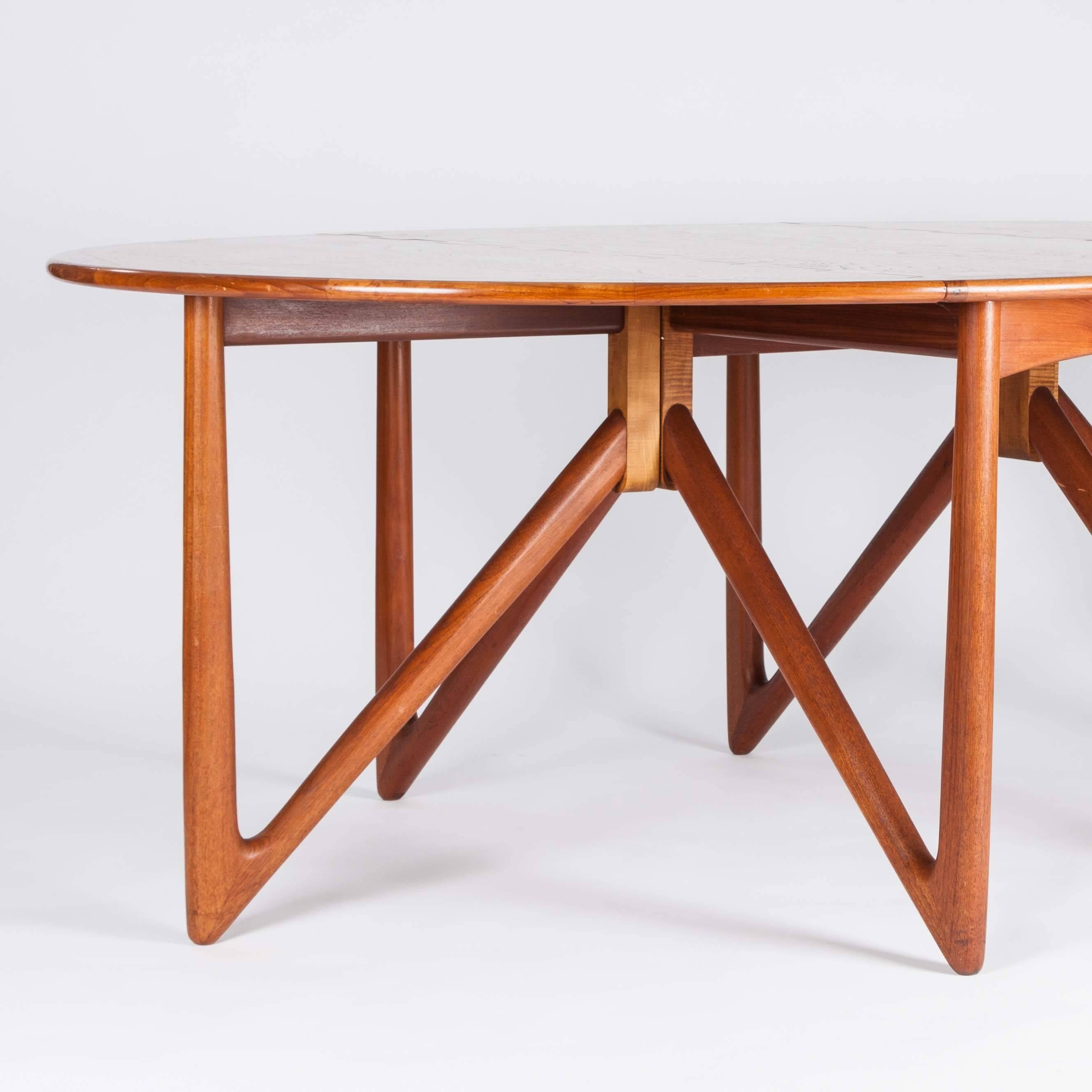 Teck Table de salle à manger conçue par Kurt stervig, Danemark, vers 1960 en vente