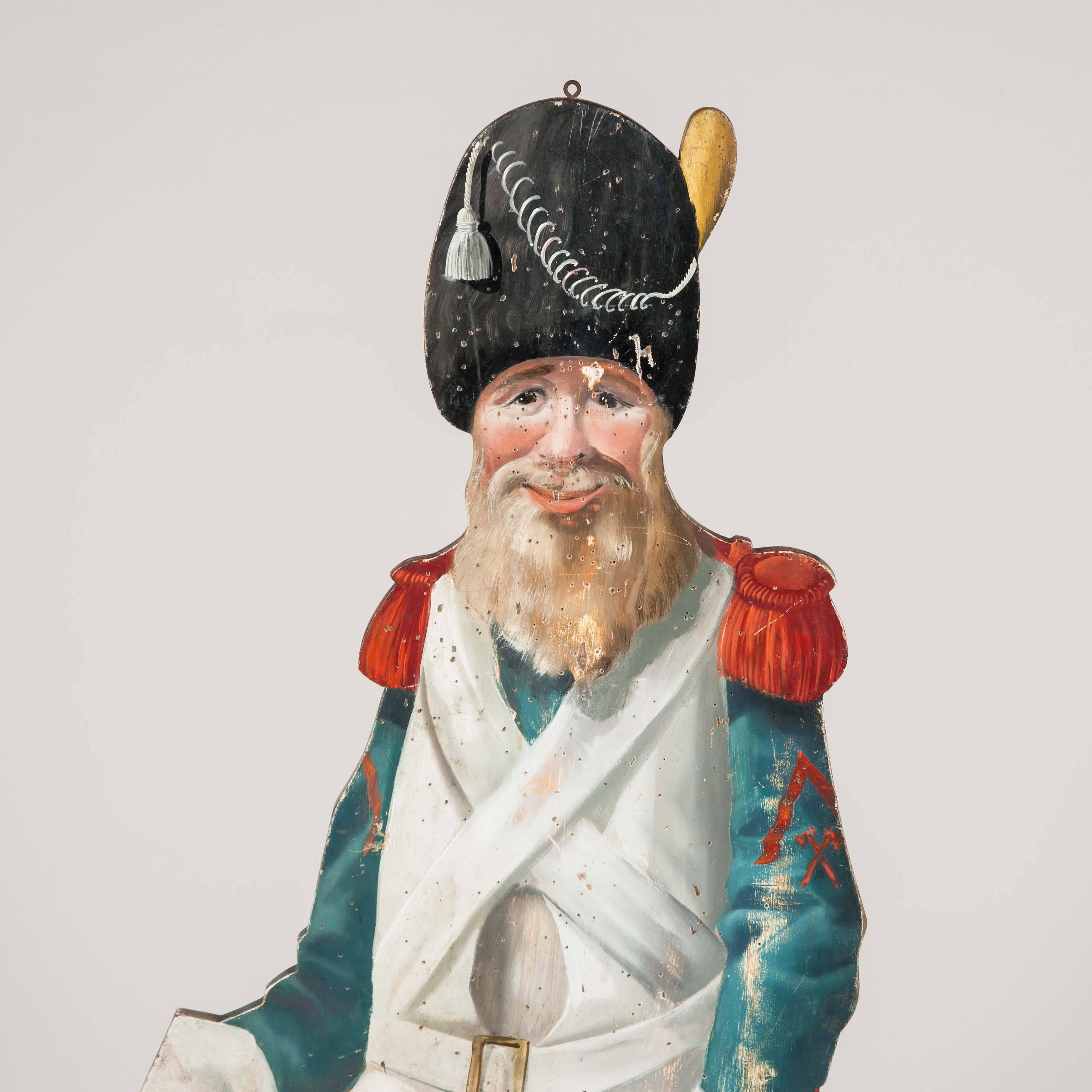 A painted figure of sapeur Camember from Les Face´ties du sapeur Camember. 

The Face´ties Sapper Camember is a cartoon strip created by Christophe and published in Le Petit Franc¸ais illustre´ between 1890 and 1896.